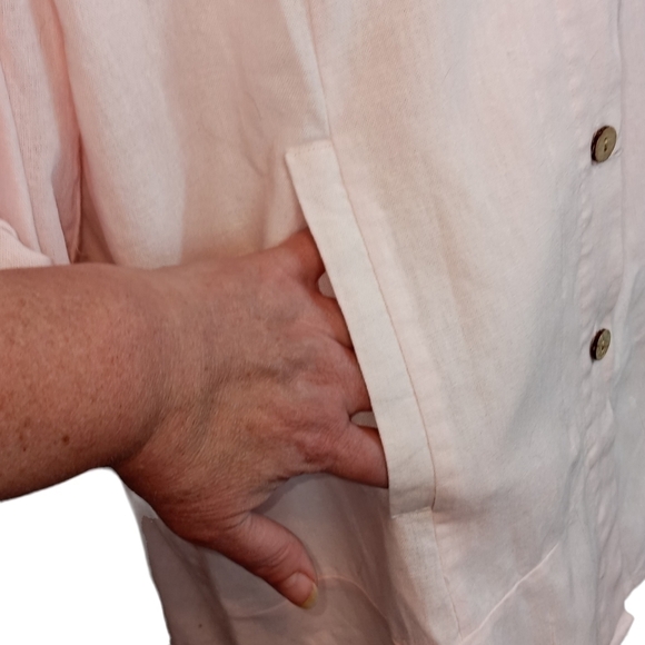 Simply Noelle lagenlook linen blend button tunic top soft pink size L / XL - Picture 4 of 14